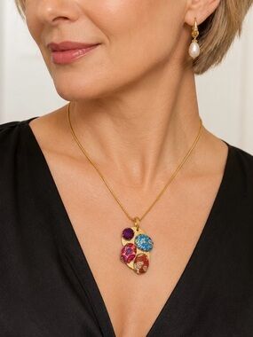 Upcycled Vintage Kenzo Pendant Necklace — Handmade Artistic Medallion
